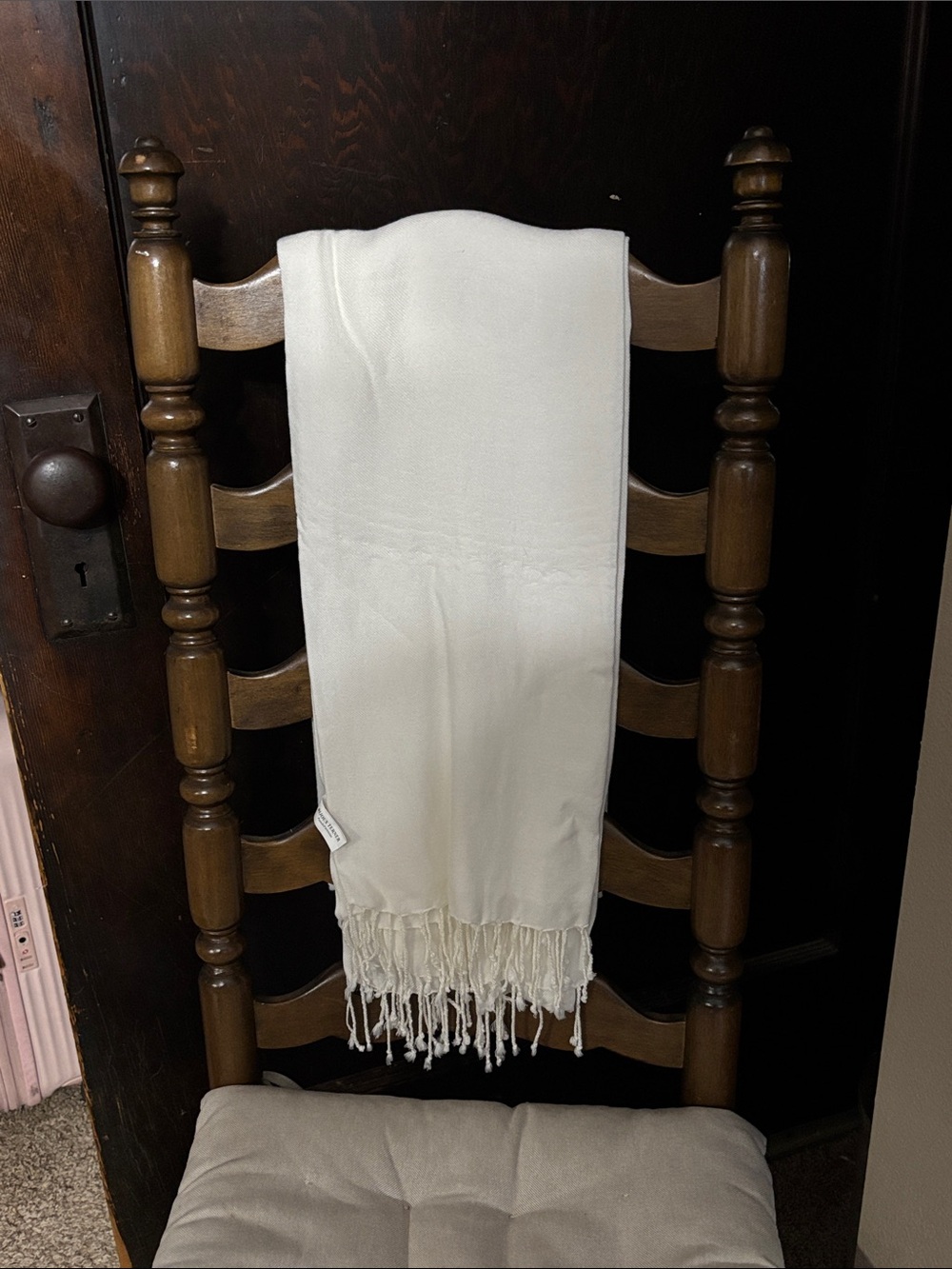 Bijoux Terner Cream Fringed Scarf Wrap